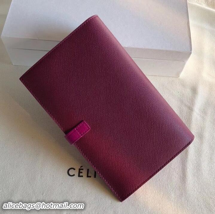 Perfect Celine Bicolour Large Strap Multifunction Wallet 608011 Burgundy/Fuchsia