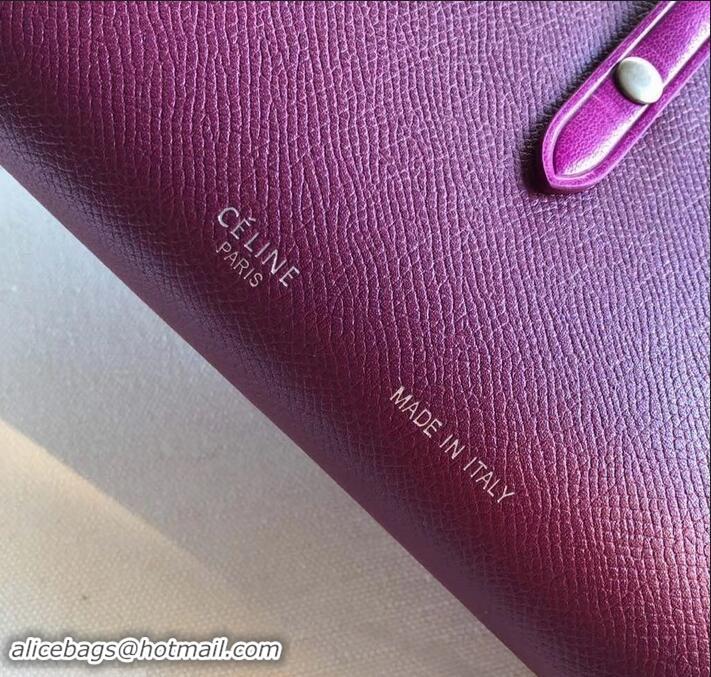 Perfect Celine Bicolour Large Strap Multifunction Wallet 608011 Burgundy/Fuchsia