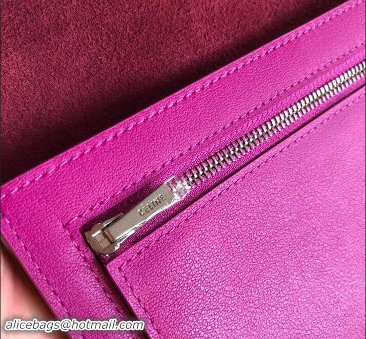 Perfect Celine Bicolour Large Strap Multifunction Wallet 608011 Burgundy/Fuchsia