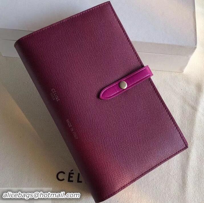 Perfect Celine Bicolour Large Strap Multifunction Wallet 608011 Burgundy/Fuchsia