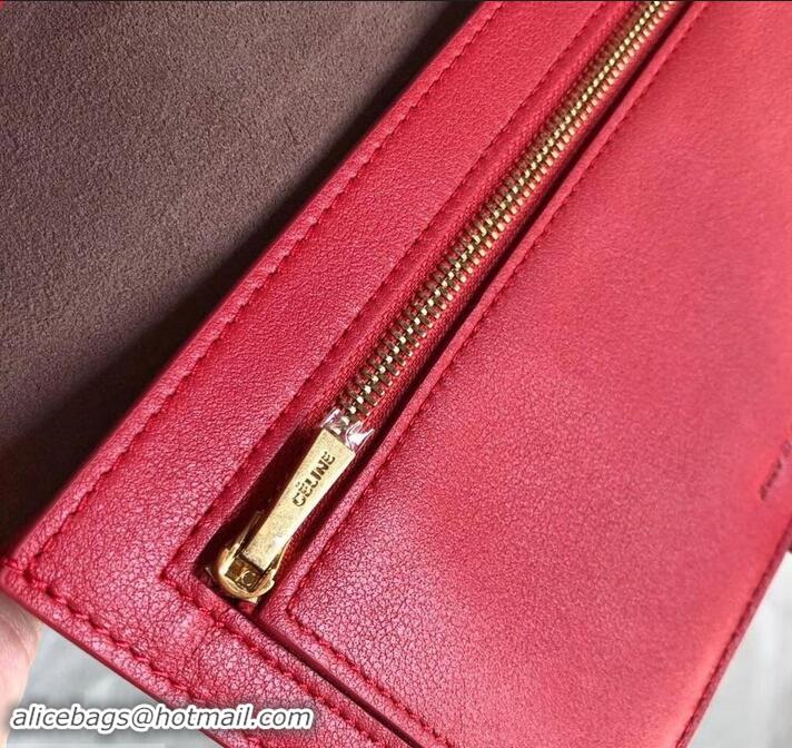 Best Price Celine Bicolour Large Strap Multifunction Wallet 608011 Camel/Red