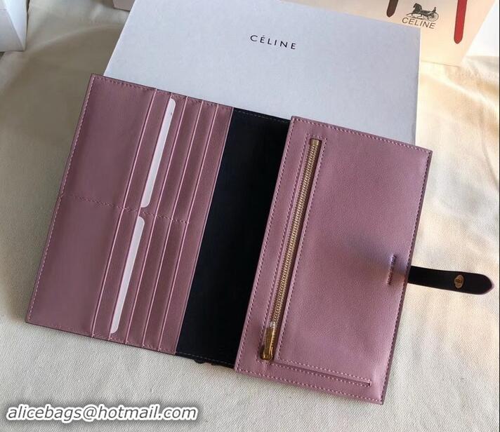 Best Price Celine Bicolour Large Strap Multifunction Wallet 608011 Black/Pink