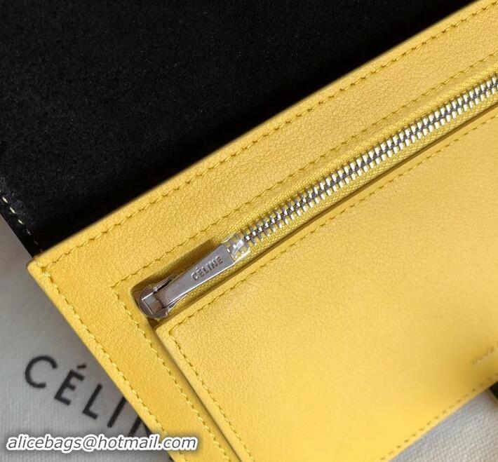 New Fashion Celine Bicolour Large Strap Multifunction Wallet 608011 Black/Yellow