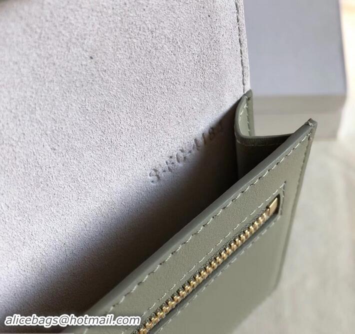 Top Quality Celine Bicolour Large Strap Multifunction Wallet 608011 Creamy/Army Green