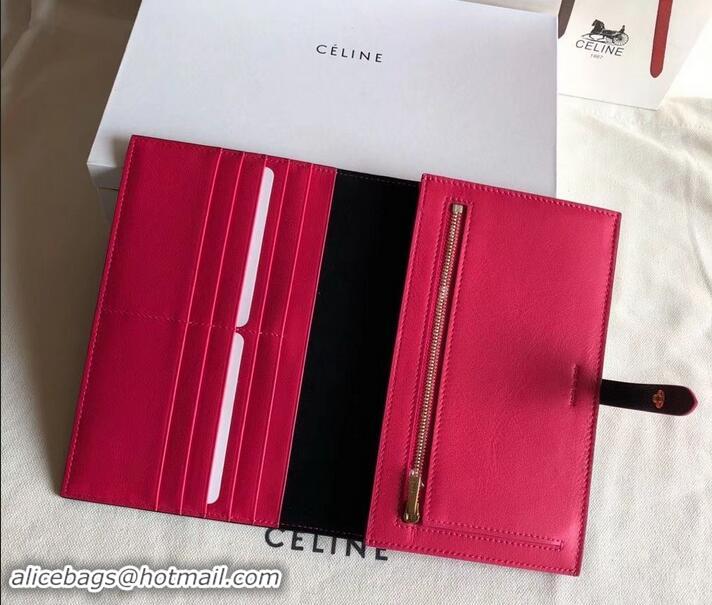 Well Crafted Celine Bicolour Large Strap Multifunction Wallet 608011 Black/Red