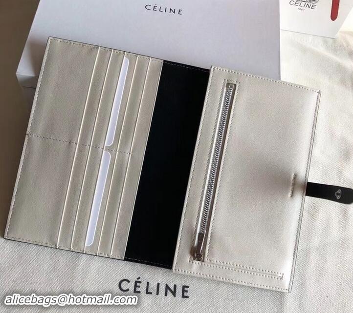 Fashion Celine Bicolour Large Strap Multifunction Wallet 608011 Black/White