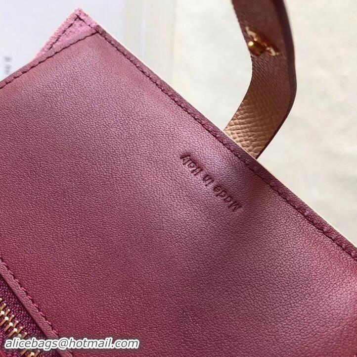 Promotional Celine Bicolour Medium Strap Multifunction Wallet 608012 Beige/Burgundy