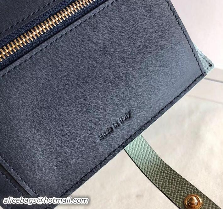 Top Quality Celine Bicolour Medium Strap Multifunction Wallet 608012 Pale Green/Navy Blue