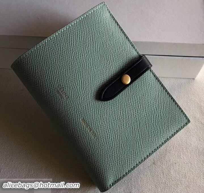 Top Quality Celine Bicolour Medium Strap Multifunction Wallet 608012 Pale Green/Navy Blue