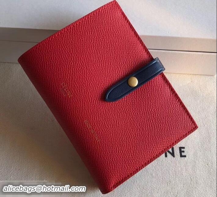 Most Popular Celine Bicolour Medium Strap Multifunction Wallet 608012 Red/Navy Blue