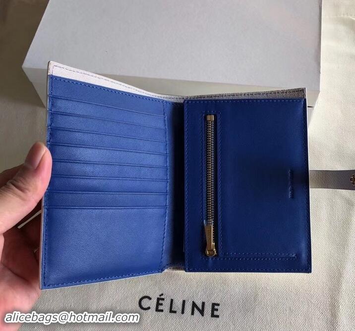 Custom Celine Bicolour Medium Strap Multifunction Wallet 608012 White/Blue