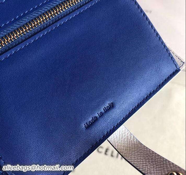 Custom Celine Bicolour Medium Strap Multifunction Wallet 608012 White/Blue