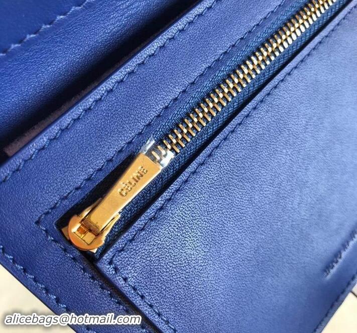 Custom Celine Bicolour Medium Strap Multifunction Wallet 608012 White/Blue