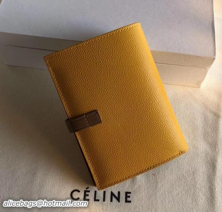 Fashionable Celine Bicolour Medium Strap Multifunction Wallet 608012 Yellow/Brown