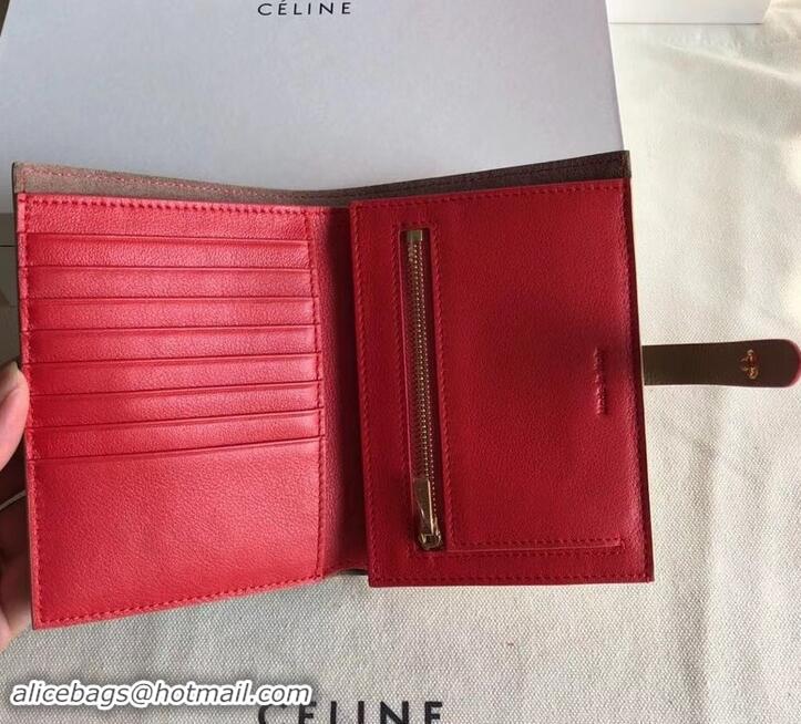 Discount Celine Bicolour Medium Strap Multifunction Wallet 608012 Camel/Red