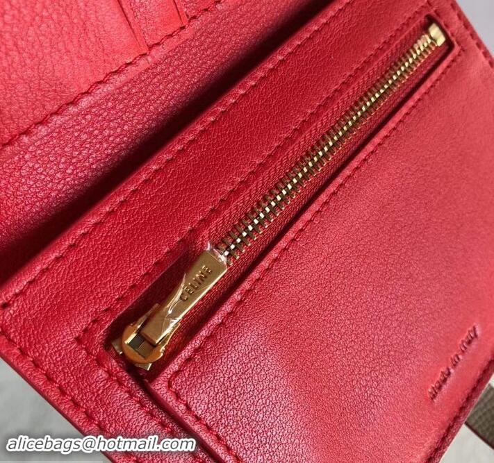 Discount Celine Bicolour Medium Strap Multifunction Wallet 608012 Camel/Red