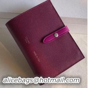 Promotional Celine Bicolour Medium Strap Multifunction Wallet 608012 Burgundy/Fuchsia