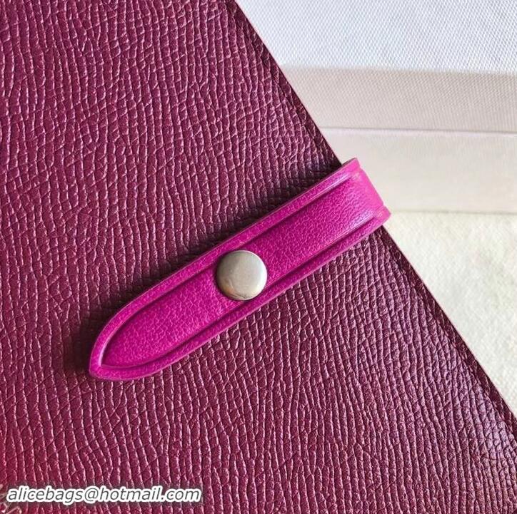 Promotional Celine Bicolour Medium Strap Multifunction Wallet 608012 Burgundy/Fuchsia