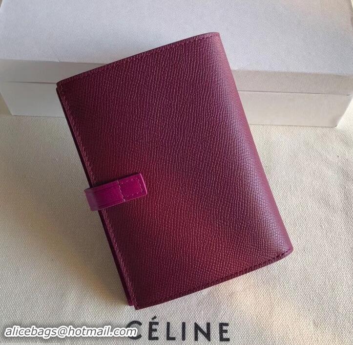 Promotional Celine Bicolour Medium Strap Multifunction Wallet 608012 Burgundy/Fuchsia