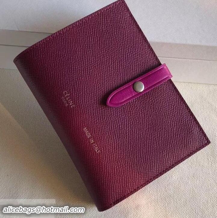 Promotional Celine Bicolour Medium Strap Multifunction Wallet 608012 Burgundy/Fuchsia