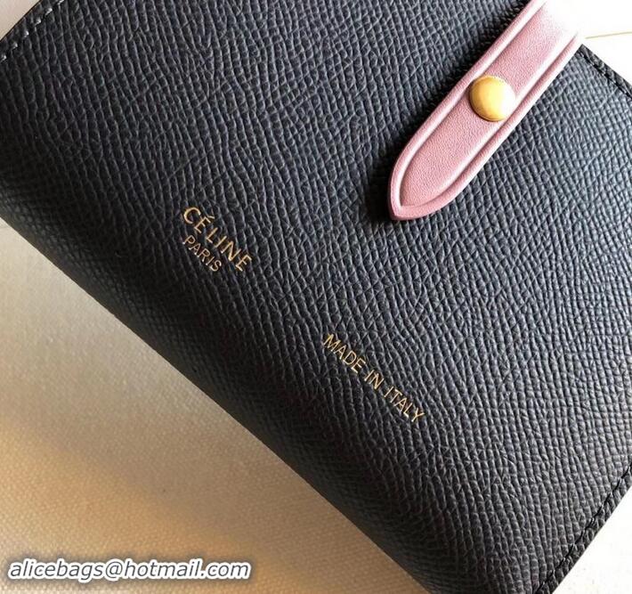 Super Quality Celine Bicolour Medium Strap Multifunction Wallet 608012 Black/Yellow