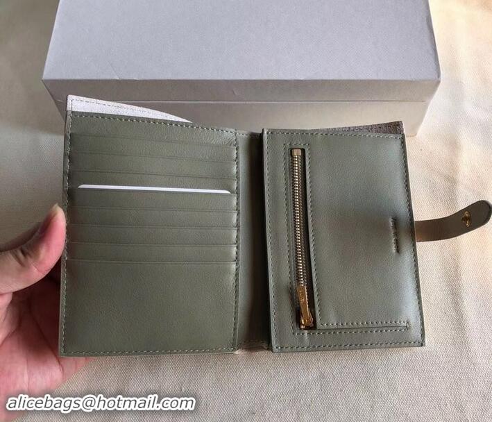 Shop Celine Bicolour Medium Strap Multifunction Wallet 608012 Creamy/Army Green