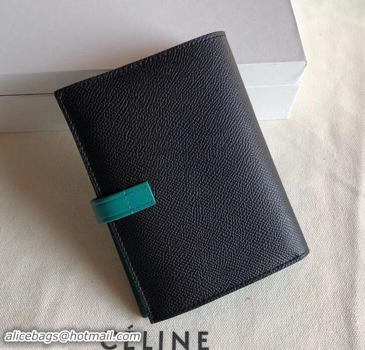 Best Price Celine Bicolour Medium Strap Multifunction Wallet 608012 Black/Green