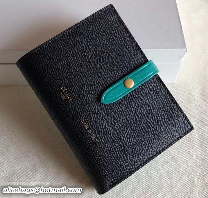 Best Price Celine Bicolour Medium Strap Multifunction Wallet 608012 Black/Green