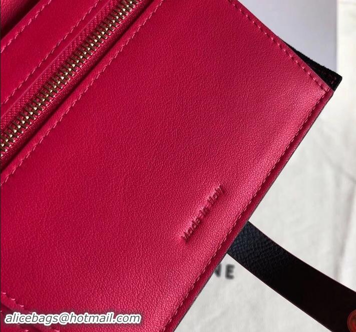 Fashion Luxury Celine Bicolour Medium Strap Multifunction Wallet 608012 Black/Red