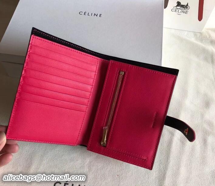 Fashion Luxury Celine Bicolour Medium Strap Multifunction Wallet 608012 Black/Red