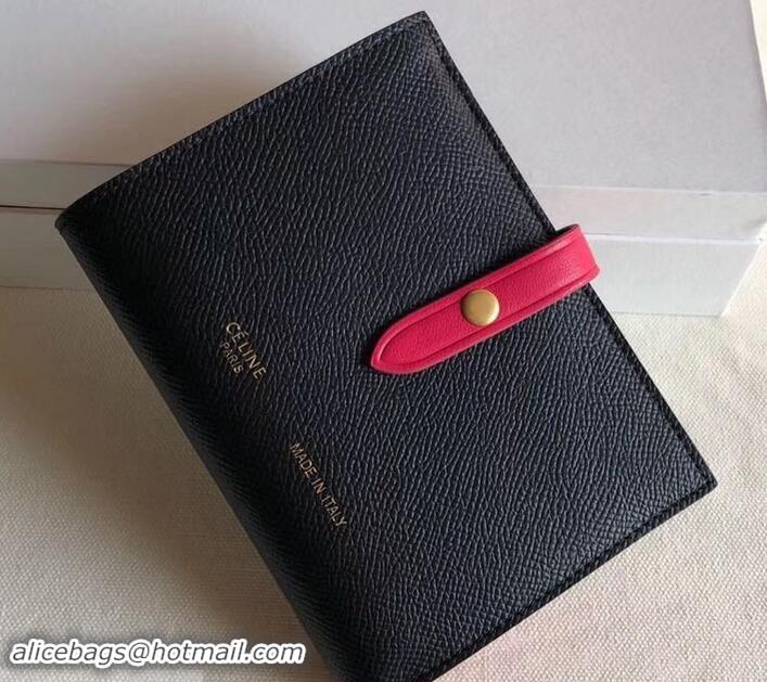 Fashion Luxury Celine Bicolour Medium Strap Multifunction Wallet 608012 Black/Red