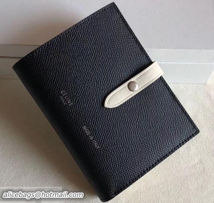 Stylish Celine Bicolour Medium Strap Multifunction Wallet 608012 Black/White