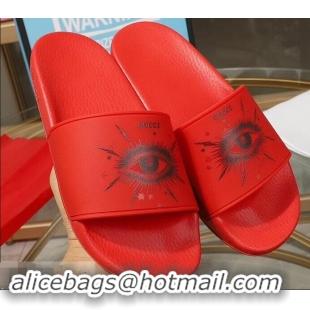 New Arrivals Gucci Logo Slide Sandals Eye G96605 Red 2019