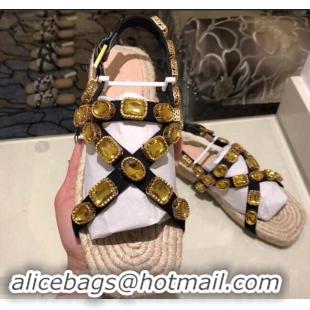 Wholesale Gucci Grosgrain Espadrilles Sandals with Crystals 573024 Gold 2019