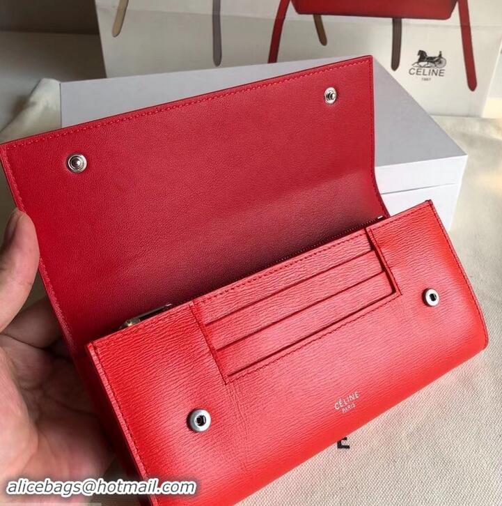 Top Sale Celine Epi Large Flap Multifunction Wallet 600911 Light Red