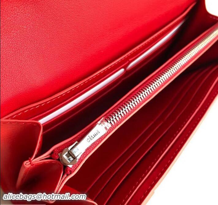 Top Sale Celine Epi Large Flap Multifunction Wallet 600911 Light Red