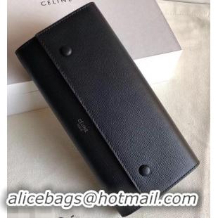 Top Quality Celine Epi Large Flap Multifunction Wallet 600911 Black