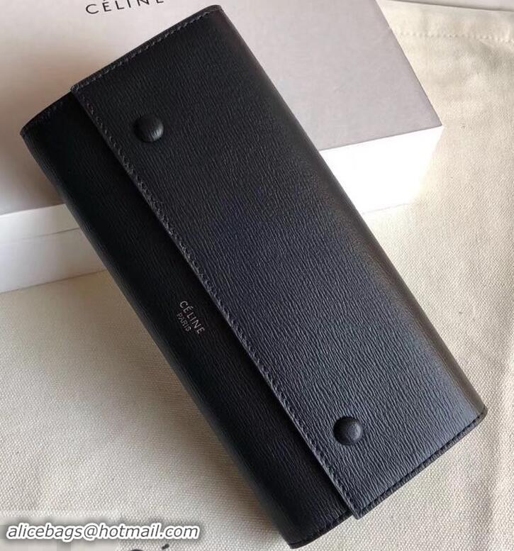 Top Quality Celine Epi Large Flap Multifunction Wallet 600911 Black