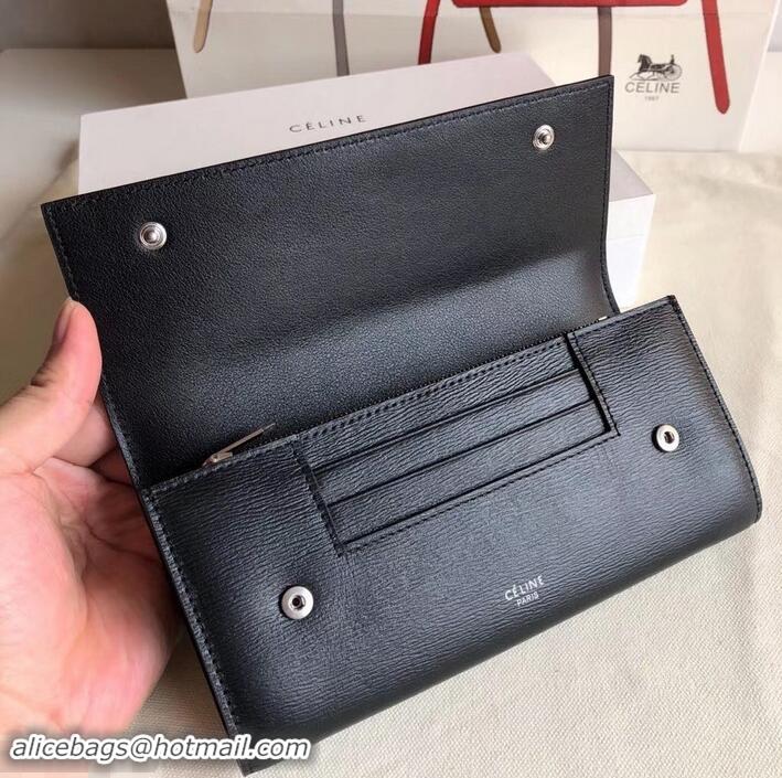 Top Quality Celine Epi Large Flap Multifunction Wallet 600911 Black