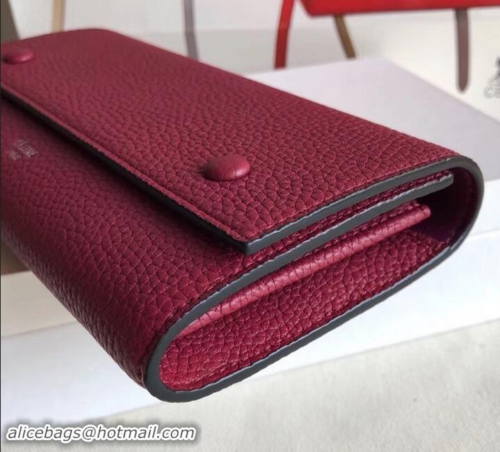 Good Product Celine Grained Leather Large Flap Multifunction Wallet 600912 Burgundy