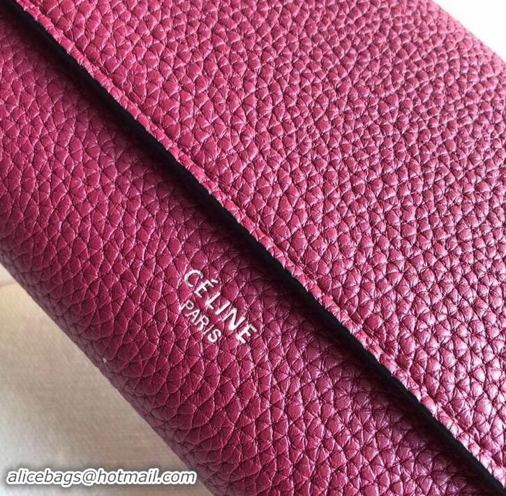 Good Product Celine Grained Leather Large Flap Multifunction Wallet 600912 Burgundy