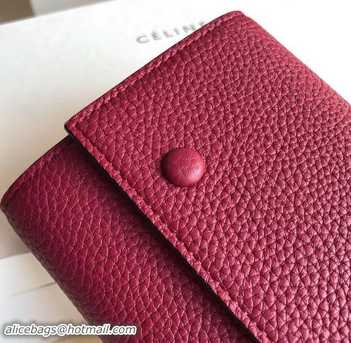 Good Product Celine Grained Leather Large Flap Multifunction Wallet 600912 Burgundy