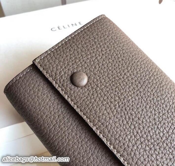 Shop Duplicate Celine Grained Leather Large Flap Multifunction Wallet 600912 Etoupe