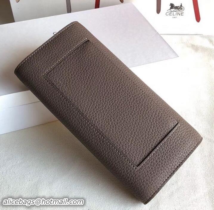 Shop Duplicate Celine Grained Leather Large Flap Multifunction Wallet 600912 Etoupe