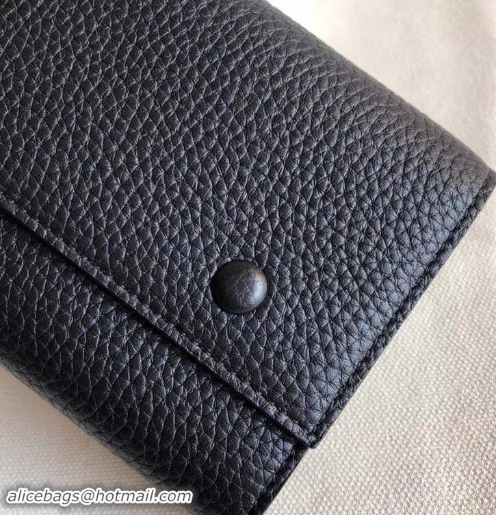 Best Price Celine Grained Leather Large Flap Multifunction Wallet 600912 Black