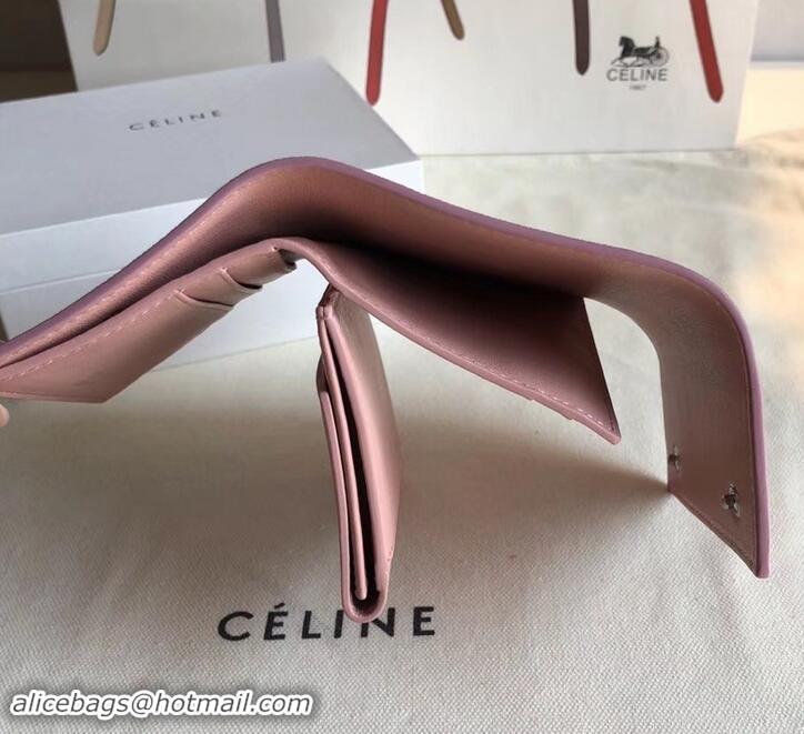 New Fashion Celine Epi Small Flap Folded Multifunction Wallet 600913 Light Pink