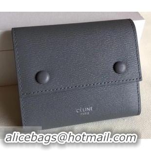 Discount Design Celine Epi Small Flap Folded Multifunction Wallet 600913 Gray