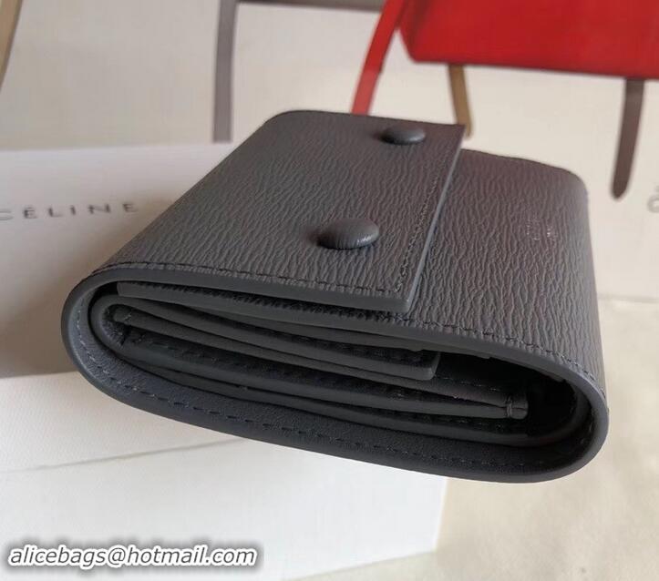 Discount Design Celine Epi Small Flap Folded Multifunction Wallet 600913 Gray