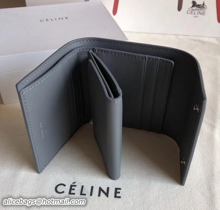 Discount Design Celine Epi Small Flap Folded Multifunction Wallet 600913 Gray