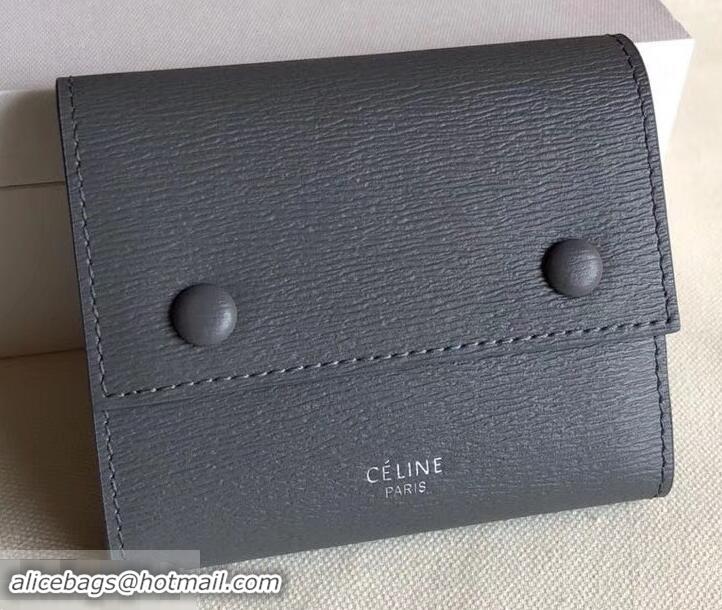 Discount Design Celine Epi Small Flap Folded Multifunction Wallet 600913 Gray